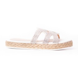 Price Shoes Sandalia Plana Para Mujer con brillante 312ESMERALDAPLATA