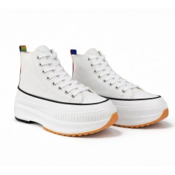 PriceShoes Tenis plataforma moda para mujer 622C62F1021BLANCO