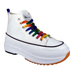 PriceShoes Tenis plataforma moda para mujer 622C62F1021BLANCO