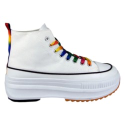PriceShoes Tenis plataforma moda para mujer 622C62F1021BLANCO