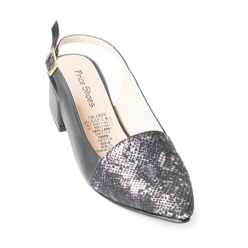 Price Shoes Tacon Bajo Para Mujeres 542684NEGRO