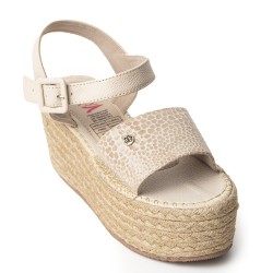 Plataformas Altas en Yute de Capellada en Cuero 682YN-05BEIGE