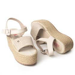Plataformas Altas en Yute de Capellada en Cuero 682YN-05BEIGE