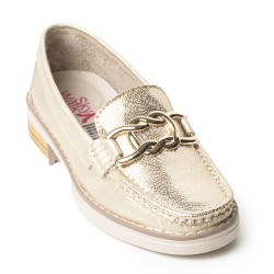 Mocasines Clásicos con Tacón Bajo en Cuero 682NDNUDOORO