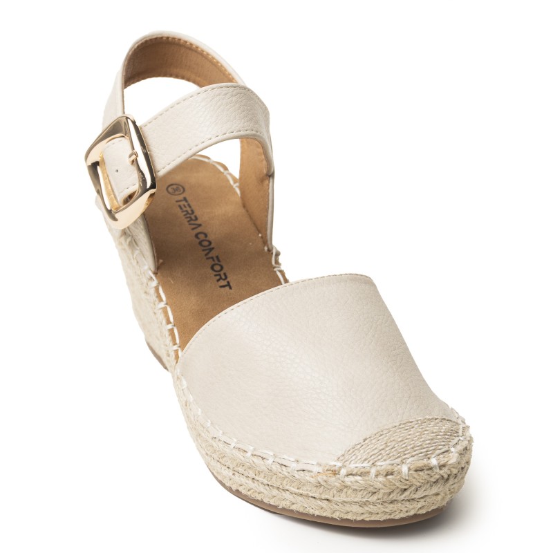 Price Shoes Tacón de Cuña para Mujer 622XD-858BEIGE