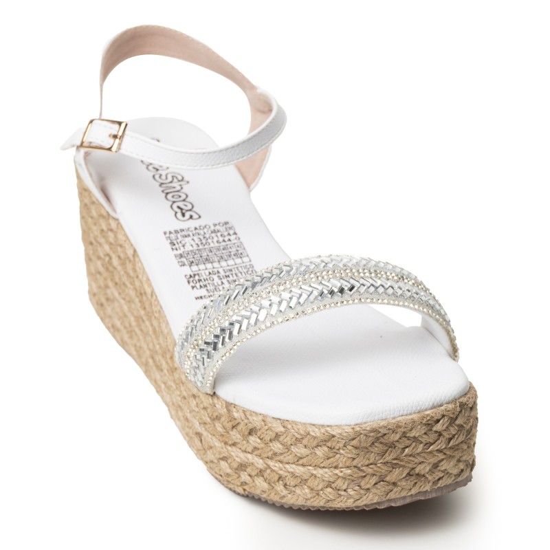 Price Shoes Plataforma en Yute para Mujer 382085BLANCO