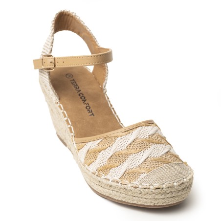 Price Shoes Tacón de Cuña para Mujer 622XD-320BEIGE