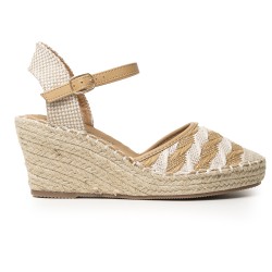 Price Shoes Tacón de Cuña para Mujer 622XD-320BEIGE
