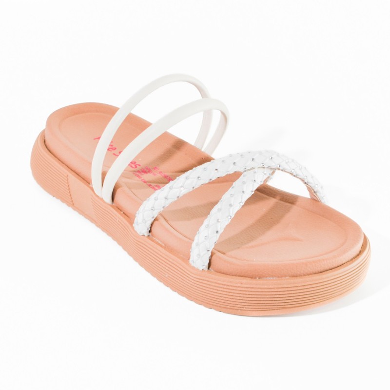 Price Shoes Sandalias Planas de moda Mujer 912739BLANCO