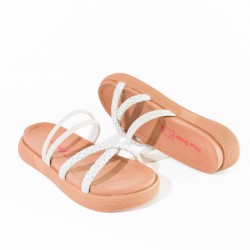 Price Shoes Sandalias Planas de moda Mujer 912739BLANCO