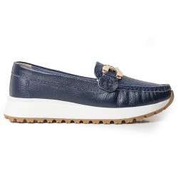 Sky Walk Mocasines Clásicos en Cuero 712052AZUL