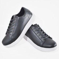 Sky Walk Tenis Casual de Cuero para Hombre 663111620NEGRO