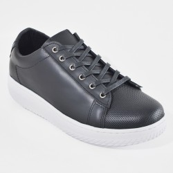 Sky Walk Tenis Casual de Cuero para Hombre 663111620NEGRO