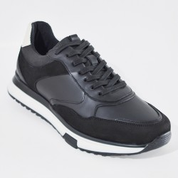 Sky Walk Tenis Casuales de Cuero para Hombre 663106SNEKERSNEGRO