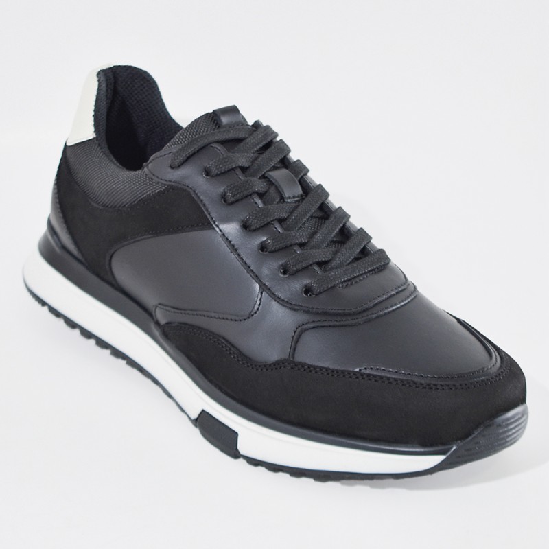 Sky Walk Tenis Casuales de Cuero para Hombre 663106SNEKERSNEGRO