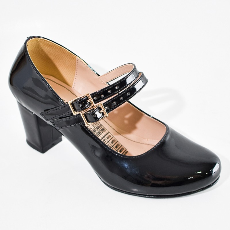 Price Shoes Tacones doble hebilla mujer 9725012NEGRO