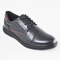 Sky Walk Zapatos de Cuero Casuales para Hombre 6631061221NEGRO