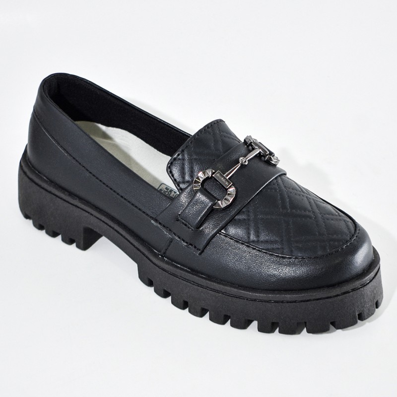 Price Shoes Mocasines de tendencia con suela track para mujer 1321146NEGRO