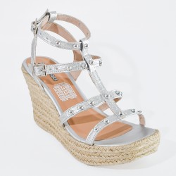 Price Shoes plataforma con estoperoles de moda para mujer 182AL844PLATA