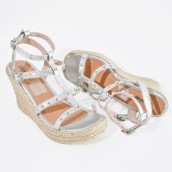 Price Shoes plataforma con estoperoles de moda para mujer 182AL844PLATA