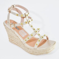 Price Shoes plataforma con estoperoles para mujer 182AL844CHAMPANA