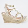 Price Shoes plataforma con estoperoles para mujer 182AL844CHAMPANA