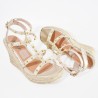 Price Shoes plataforma con estoperoles para mujer 182AL844CHAMPANA