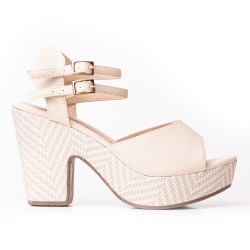 Price Shoes Sandalias Tacon cubano mujer 182CE828BEIGE