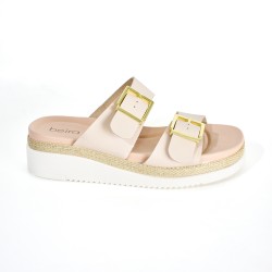 Price Shoes Plataformas Doble Hebilla Mujer 0228575-101BEIGE