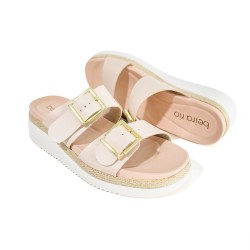 Price Shoes Plataformas Doble Hebilla Mujer 0228575-101BEIGE