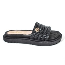 Price Shoes Sandalias Slide Tejida Mujer 282F-101LVNEGRO
