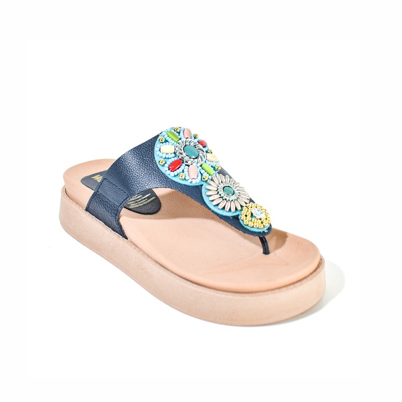 Price Shoes Sandalias Confort Bordada Mujer 752SK11AZUL