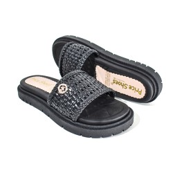 Price Shoes Sandalias Slide Tejida Mujer 282F-101LVNEGRO