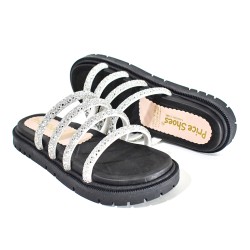 Price Shoes Sandalias Slide Brillo Mujer 282LV02NEGRO