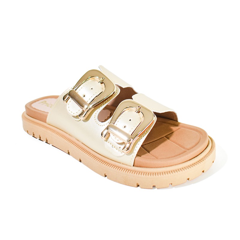 Price Shoes Sandalias Slide Doble Mujer 282LV402CHAMPANA