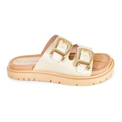 Price Shoes Sandalias Slide Doble Mujer 282LV402CHAMPANA