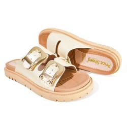 Price Shoes Sandalias Slide Doble Mujer 282LV402CHAMPANA