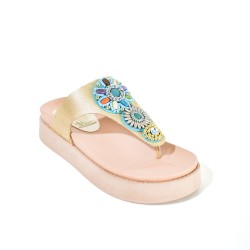Price Shoes Sandalias Confort Bordada Mujer 752SK11CHAMPANA