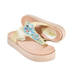 Price Shoes Sandalias Confort Bordada Mujer 752SK11CHAMPANA