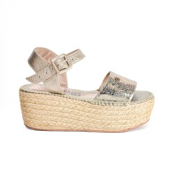 Plataformas Altas en Yute de Capellada en Cuero 682YN-05BRONCE
