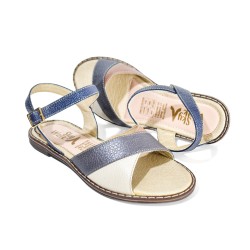 Price Shoes Sandalias Plana Bicolor Mujer 432938AZUL