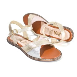Price Shoes Sandalias Plana Metalizada Mujer 432938OROROSA