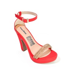 Price Shoes Tacones Plataforma Strass Mujer 182FL391ROJO