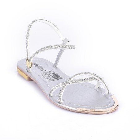 Price Shoes Sandalia Plana Para Mujer 482103PLATA