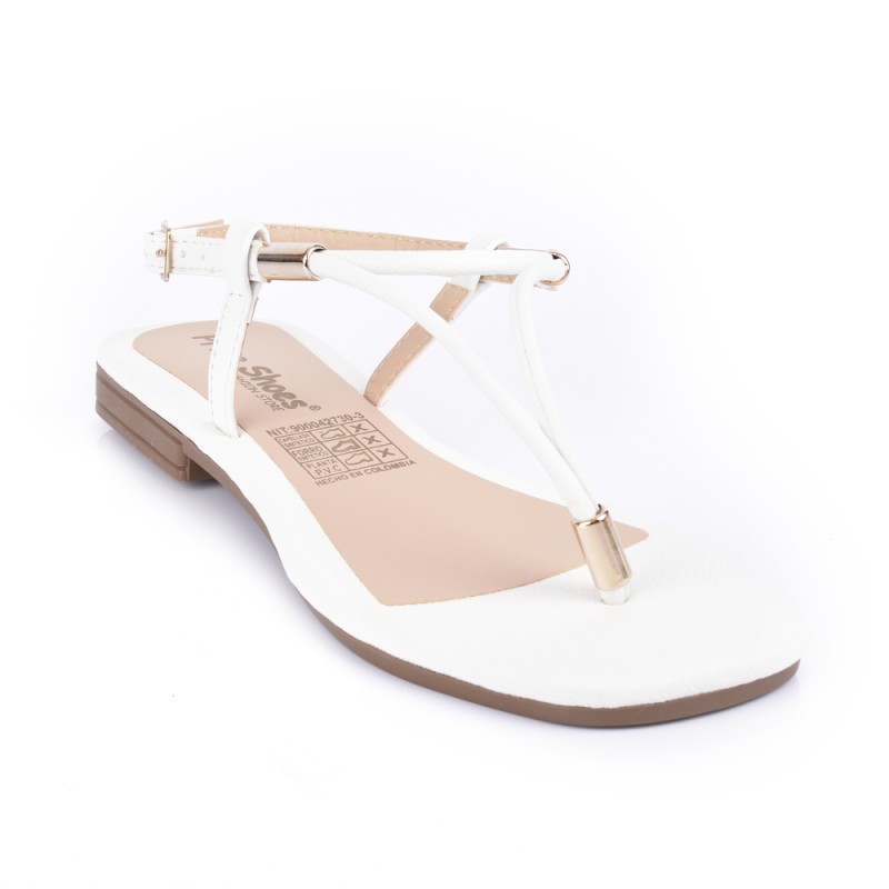 Price Shoes Sandalia Plana Para Mujer 642SP-66BLANCO